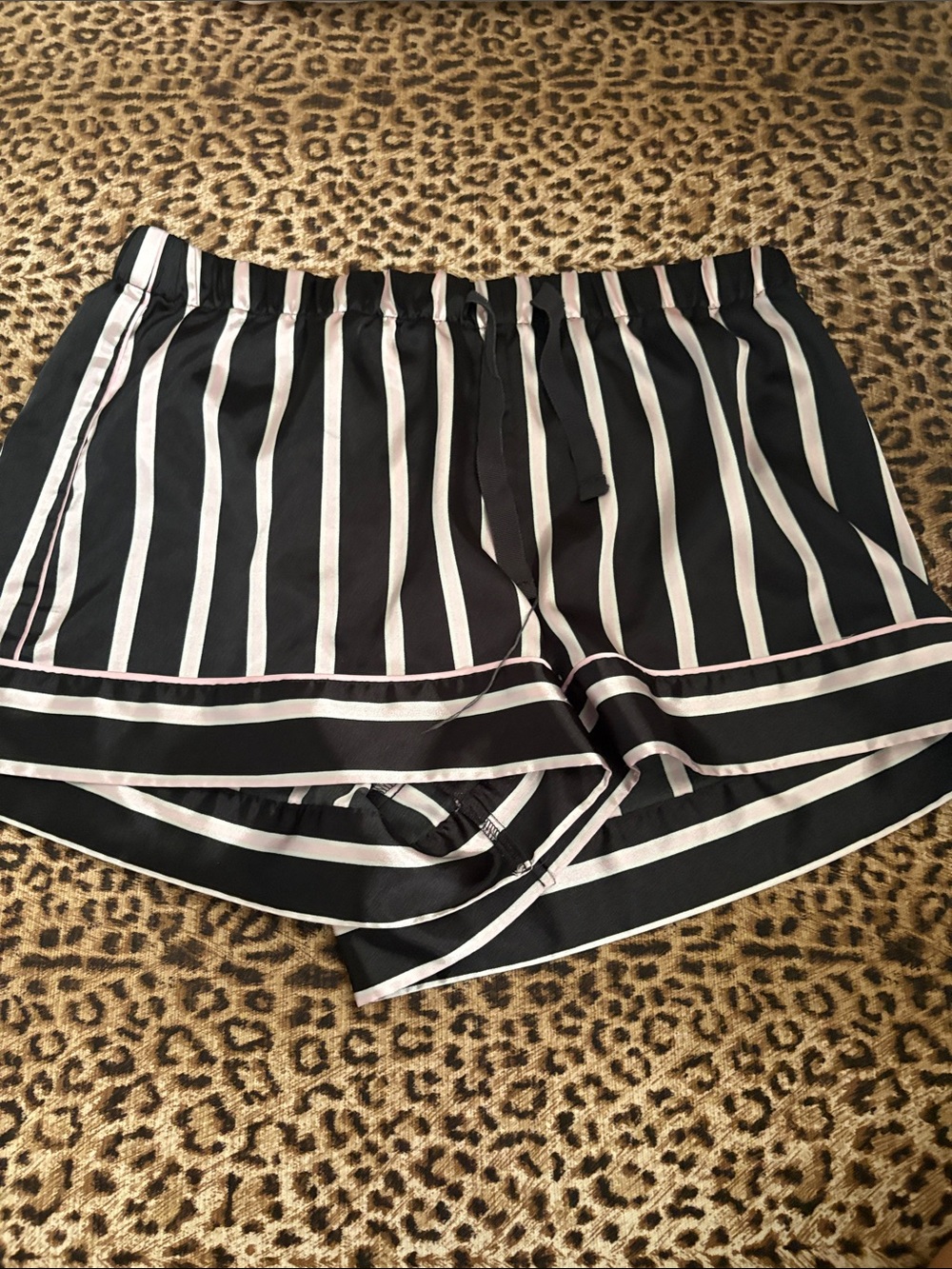 Victoria's Secret Black and White Vertical Stripe Shorts